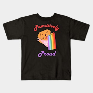 Pawsitively Proud, LGBTQ Flag Kids T-Shirt